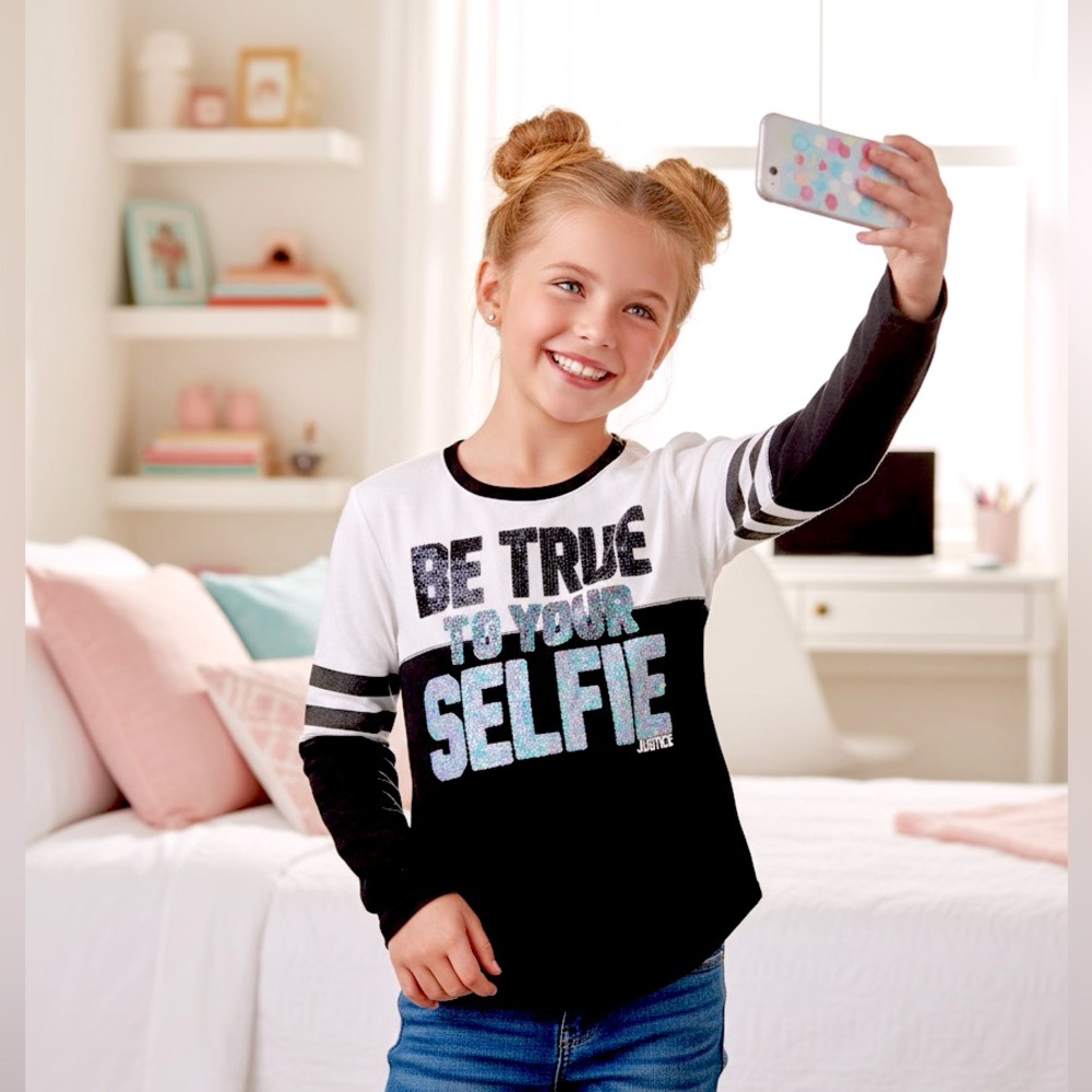 Girls Justice Long Sleeve Sequin Tee